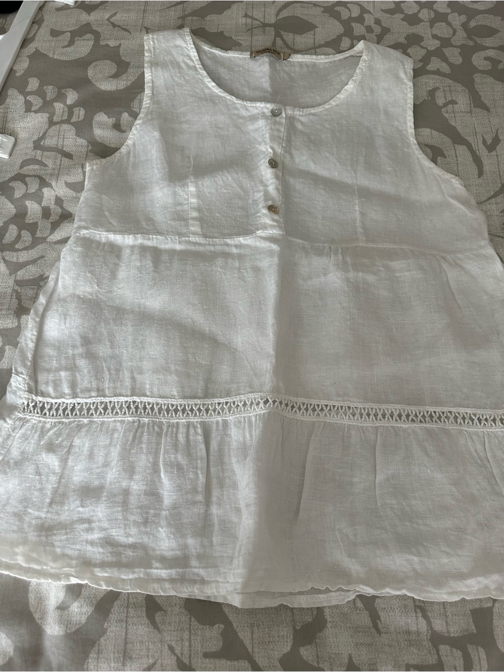 Undetermined White Sleeveless Linen Blend Peasant Top